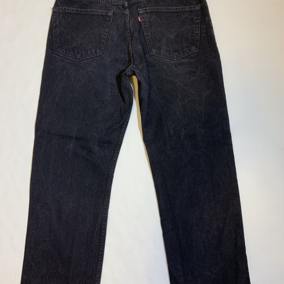 Vintage 90s Levis 505 Regular Straight Leg Grunge Black Denim Jeans Size 37x29.5 - Picture 4 of 10
